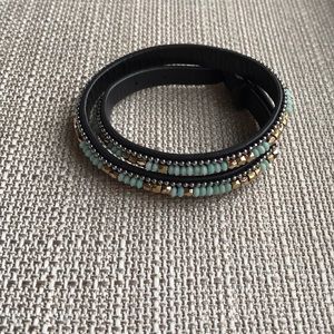 Stella & Dot turquoise leather wrap bracelet